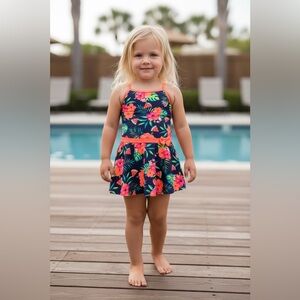 Vibrant Orange and Blue One Piece Swimwear